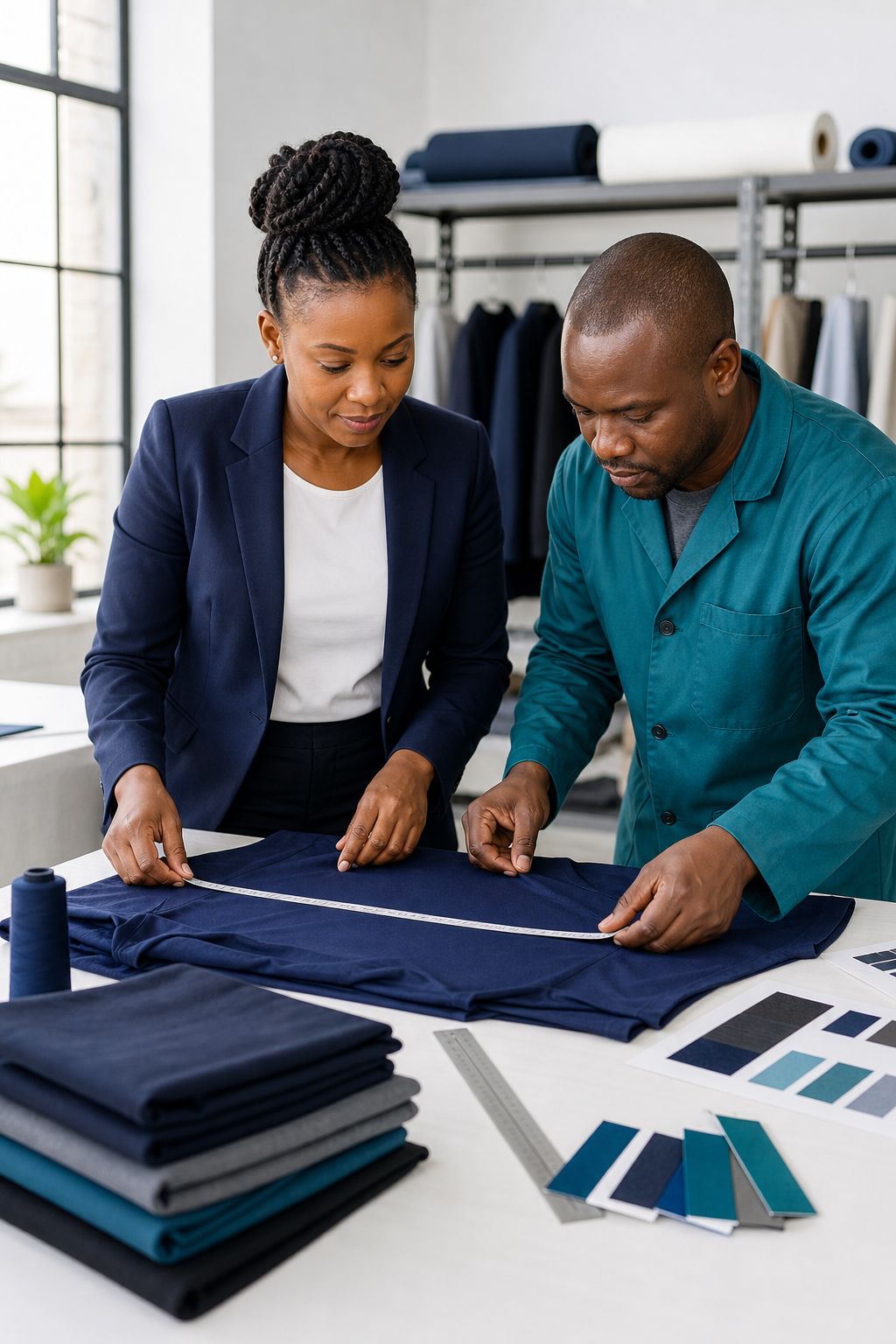 Quality check on branded garments before handover